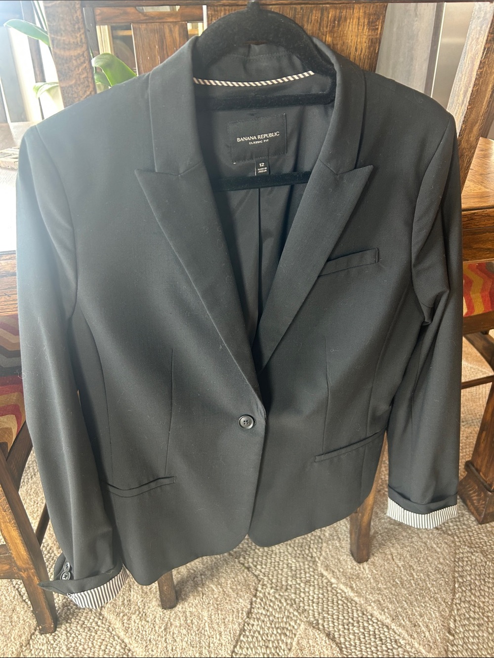 Banana Republic Black Women's Single-Button Tailored Blazer size 12